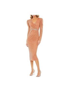 Mac Duggal Copper Beaded Midi Dress Plus Size 20